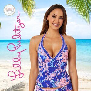 Lilly Pulitzer Bliss Halter Tankini Borealis Blue Swim On Over
